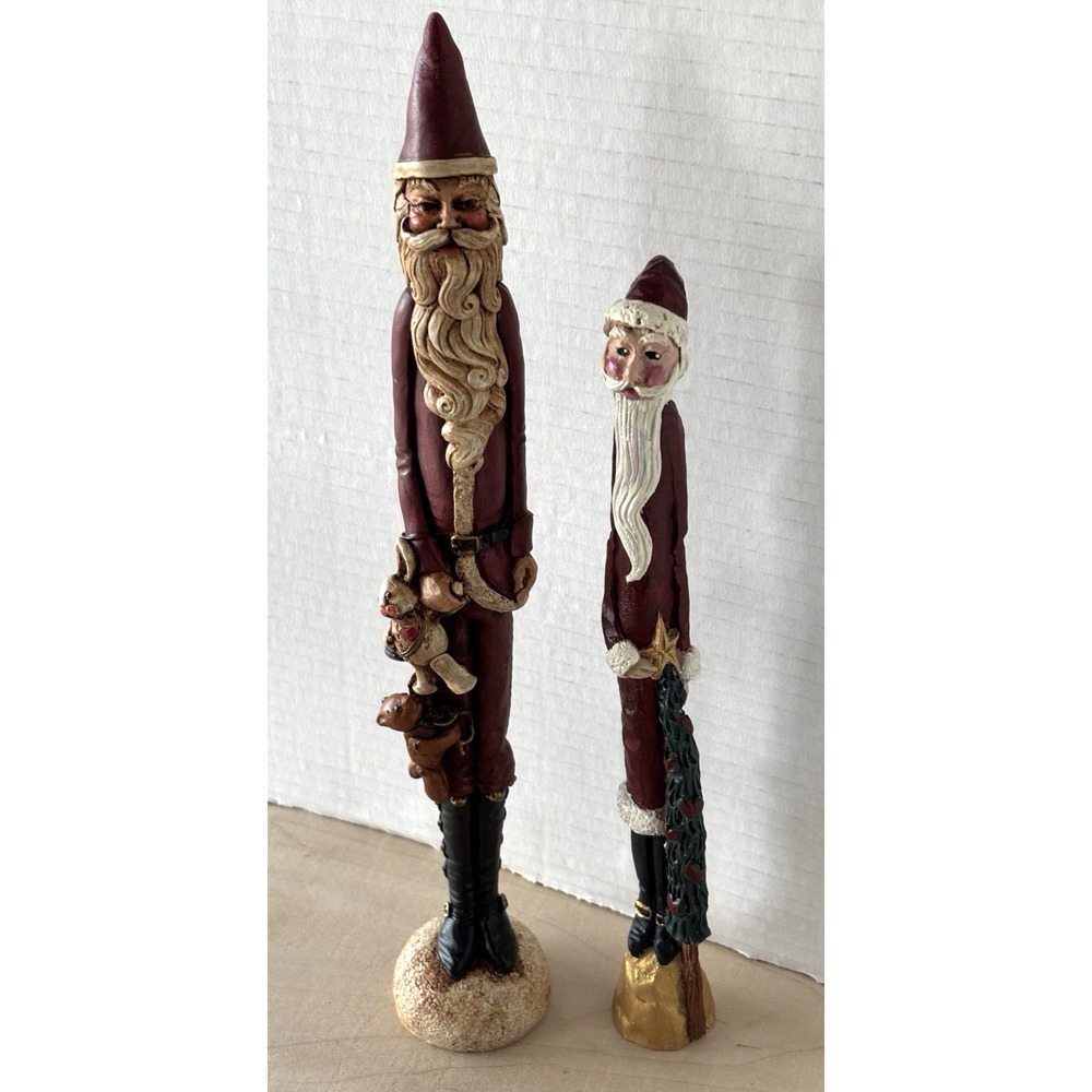 Vtg Jim Shore Pencil Santa LOT of 2 Early 90s 12" Toys Bunny 10" Christmas Tree